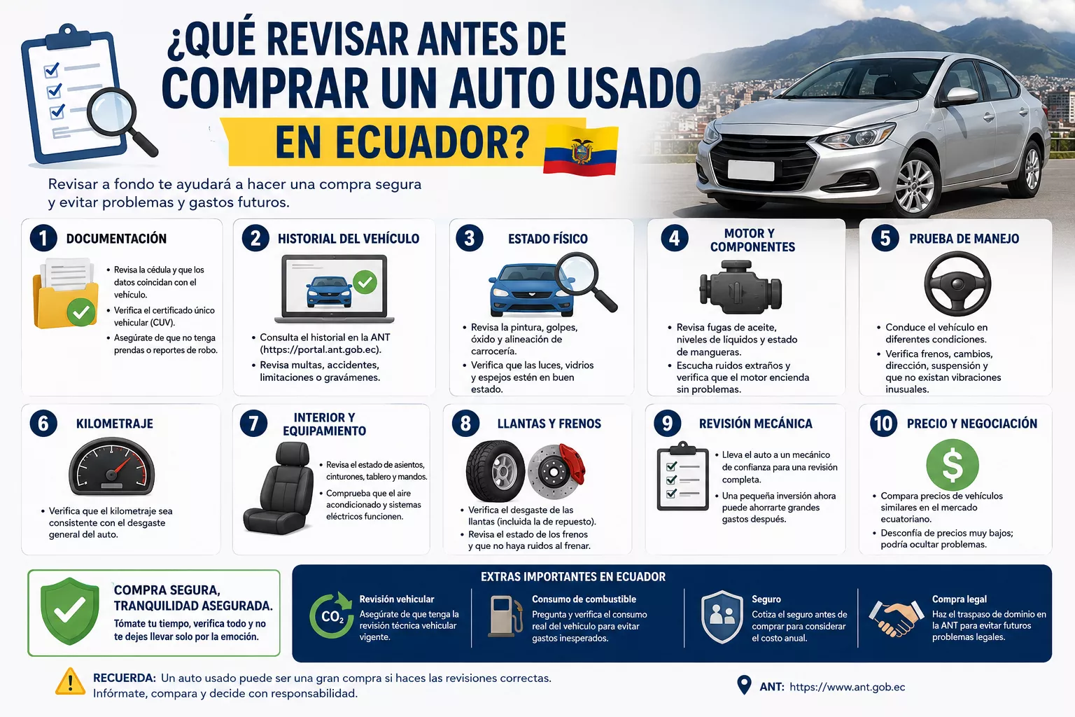 Qué revisar antes de comprar un auto usado en Ecuador
